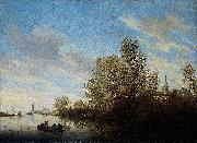 Salomon van Ruysdael River View near Deventer. oil painting